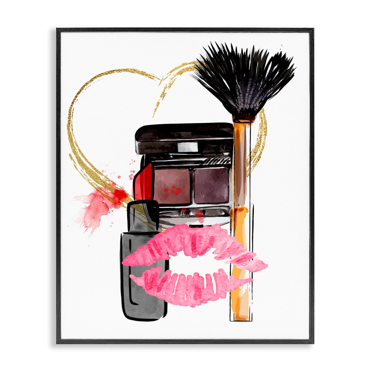 Stupell Industries Mwah Beauty Items & Kiss Framed Giclee, design by Jesse Keith